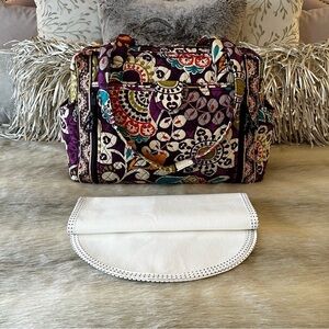 VERA BRADLEY Plum Crazy Cassidy Diaper Bag Purple Orange Turquoise 2013 REPAIRED